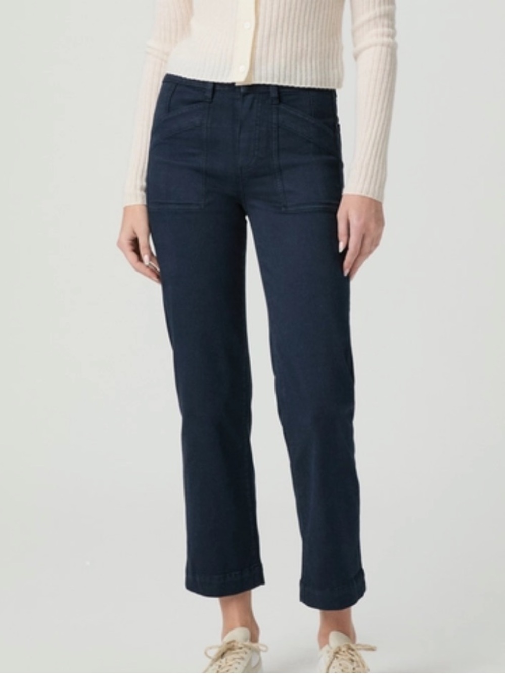 Paige Quincy Ankle Pants Vintage Navy Seascape